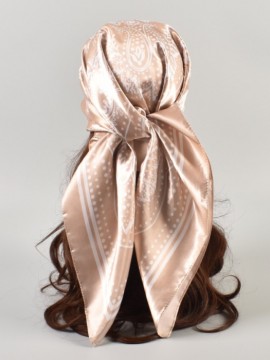 Silky Champagne Paisley Print Scarf/Bandana